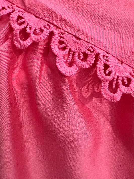 Pink Blouse with Lace Trim