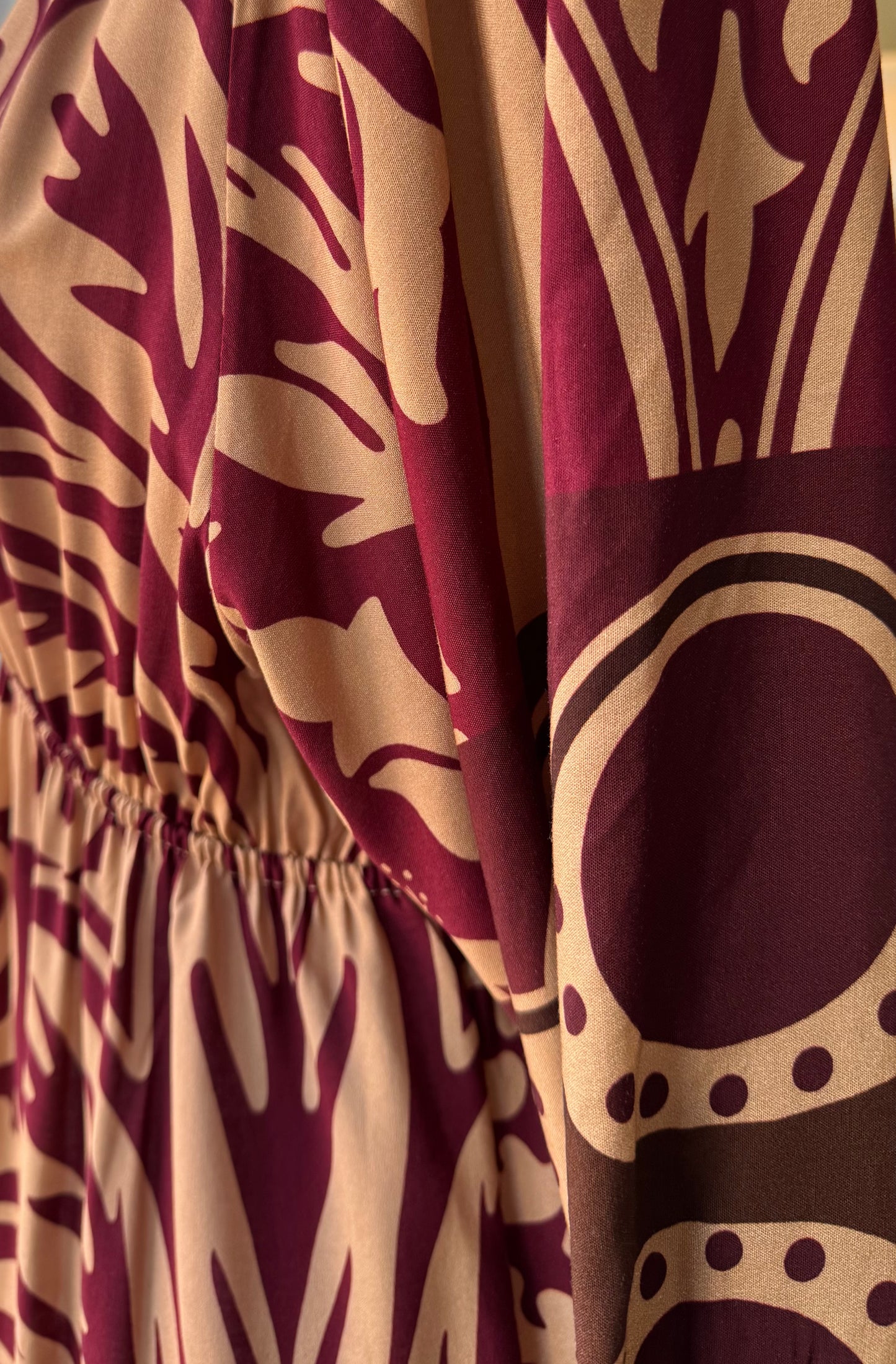 Tiered Maxi Dress for Autumn in burgundy and brown