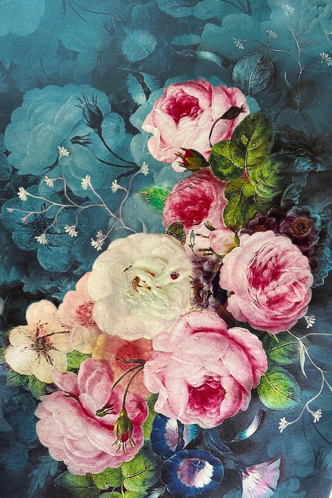 100% silk scarf | Hand painted flowers one side | Dry Clean Only | Designed for Heidi Instance British Retailer