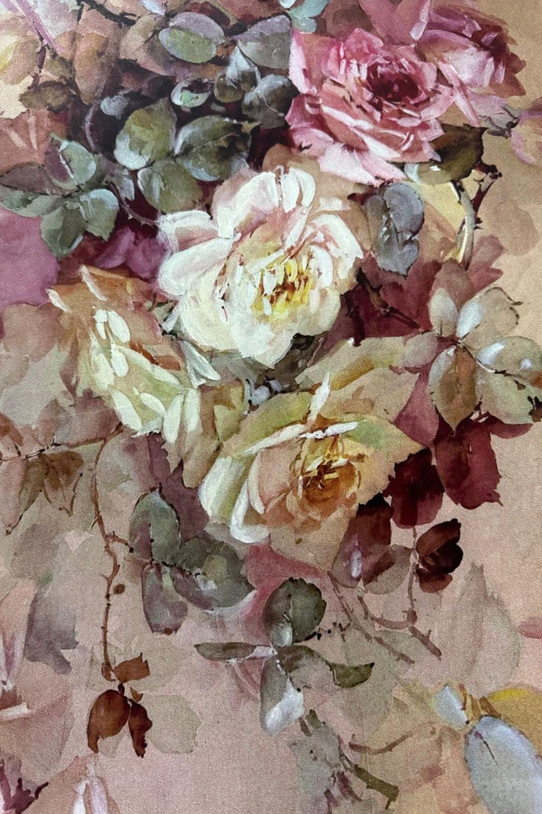 100% silk scarf | Hand painted flowers one side | Dry Clean Only | Designed for Heidi Instance British Retailer