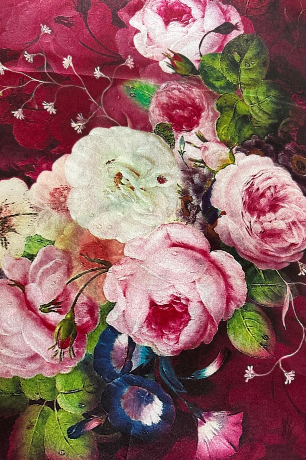 100% silk scarf | Hand painted flowers one side | Dry Clean Only | Designed for Heidi Instance British Retailer