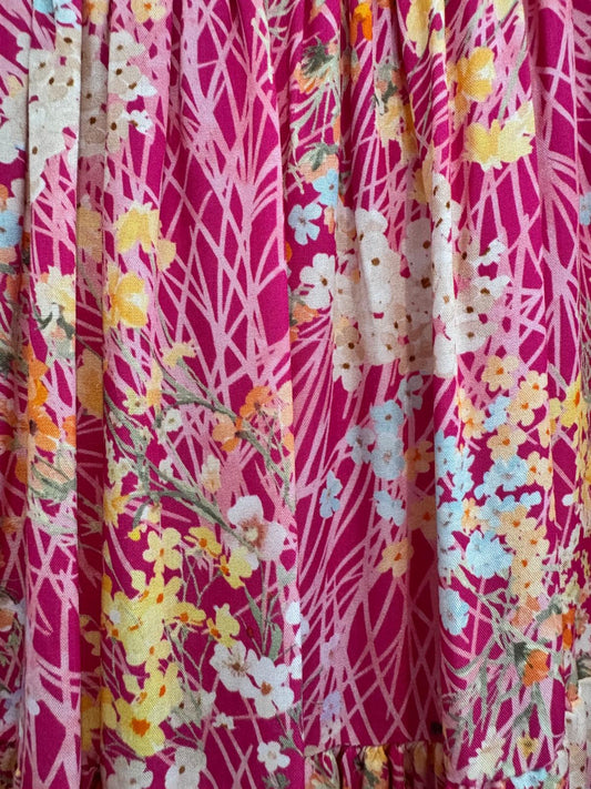 Ditsy Floral Shirred Tiered Maxi Skirt