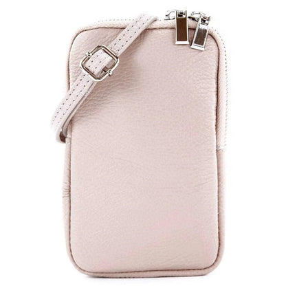 Genuine Leather Pink phone bag, crafted in Italy