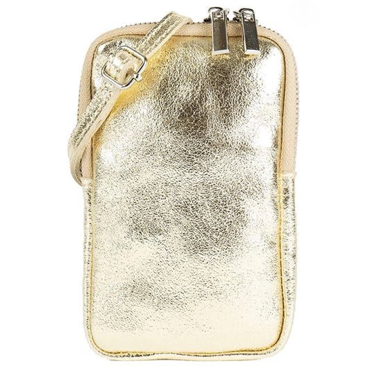 Genuine Leather Gold phone bag, crafted in Italy