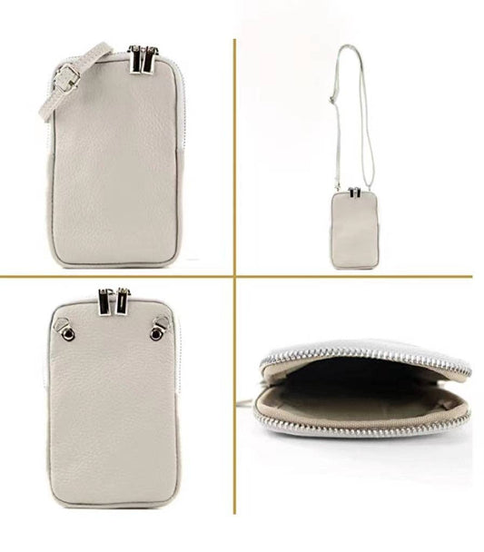 Genuine Leather Caramel phone bag, crafted in Italy