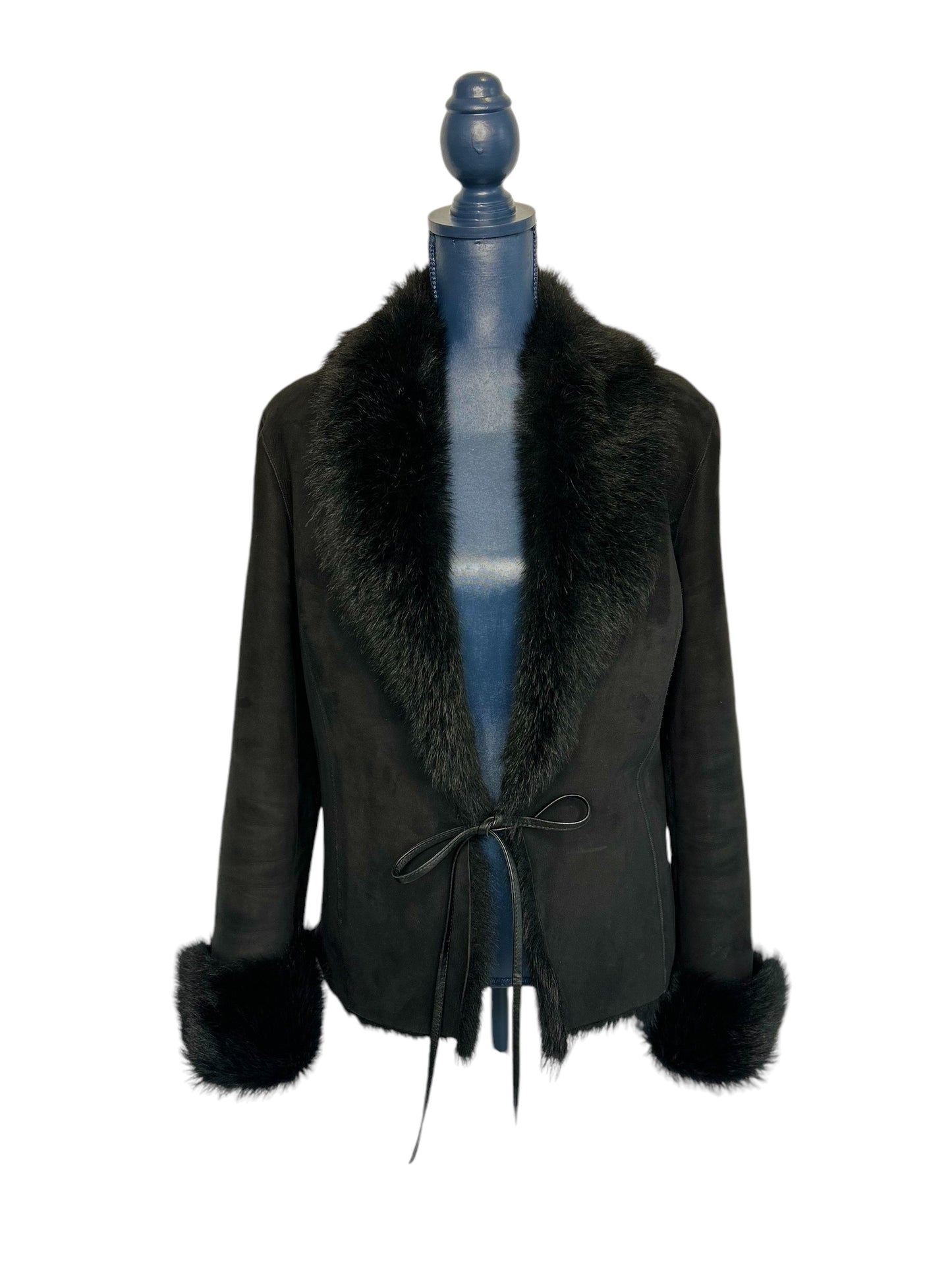 Ava Shearling Toscana Jacket with Leather Ties