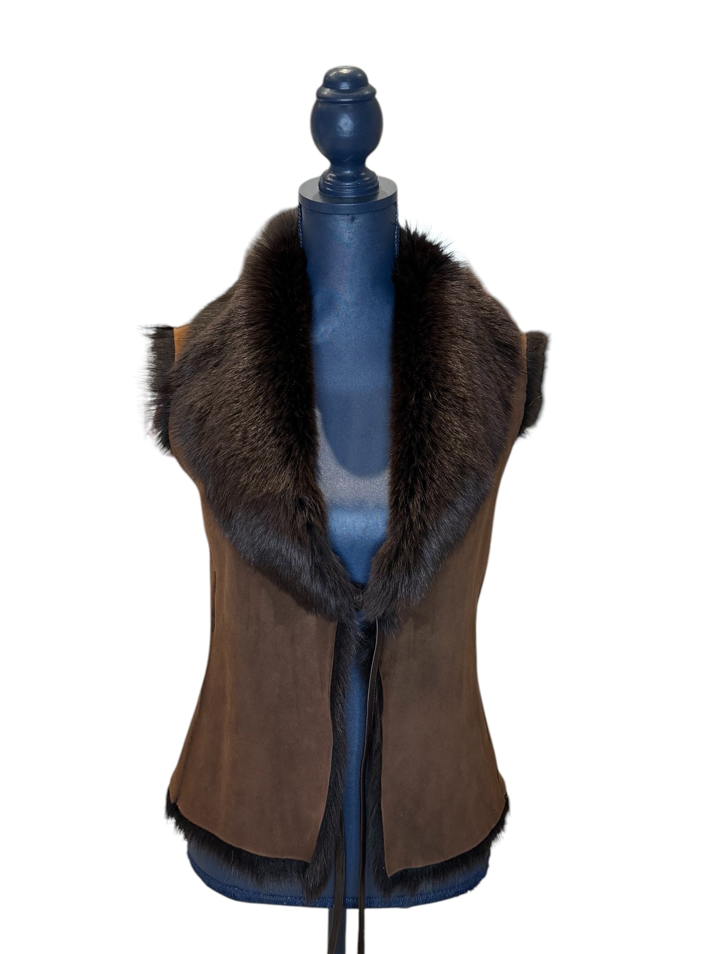 Chestnut Toscana Gilet with leather ties