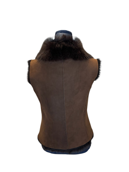 Chestnut Toscana Gilet with leather ties