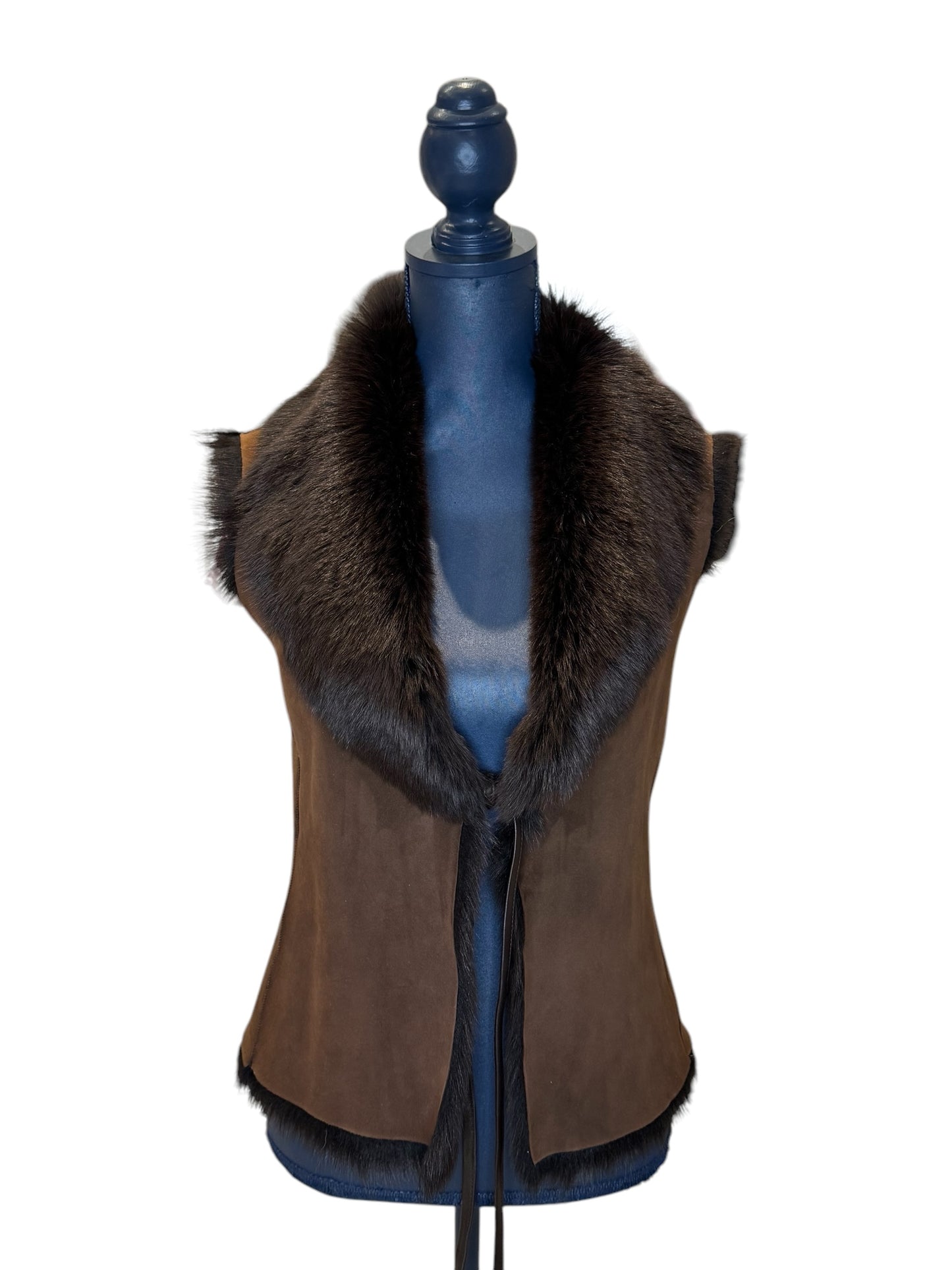 Chestnut Toscana Gilet with leather ties