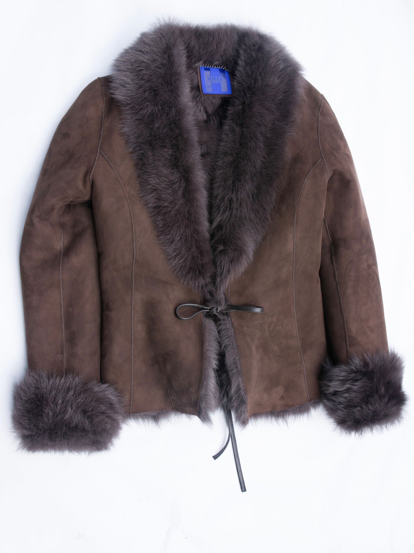 Eva Shearling Toscana Jacket with Leather Ties