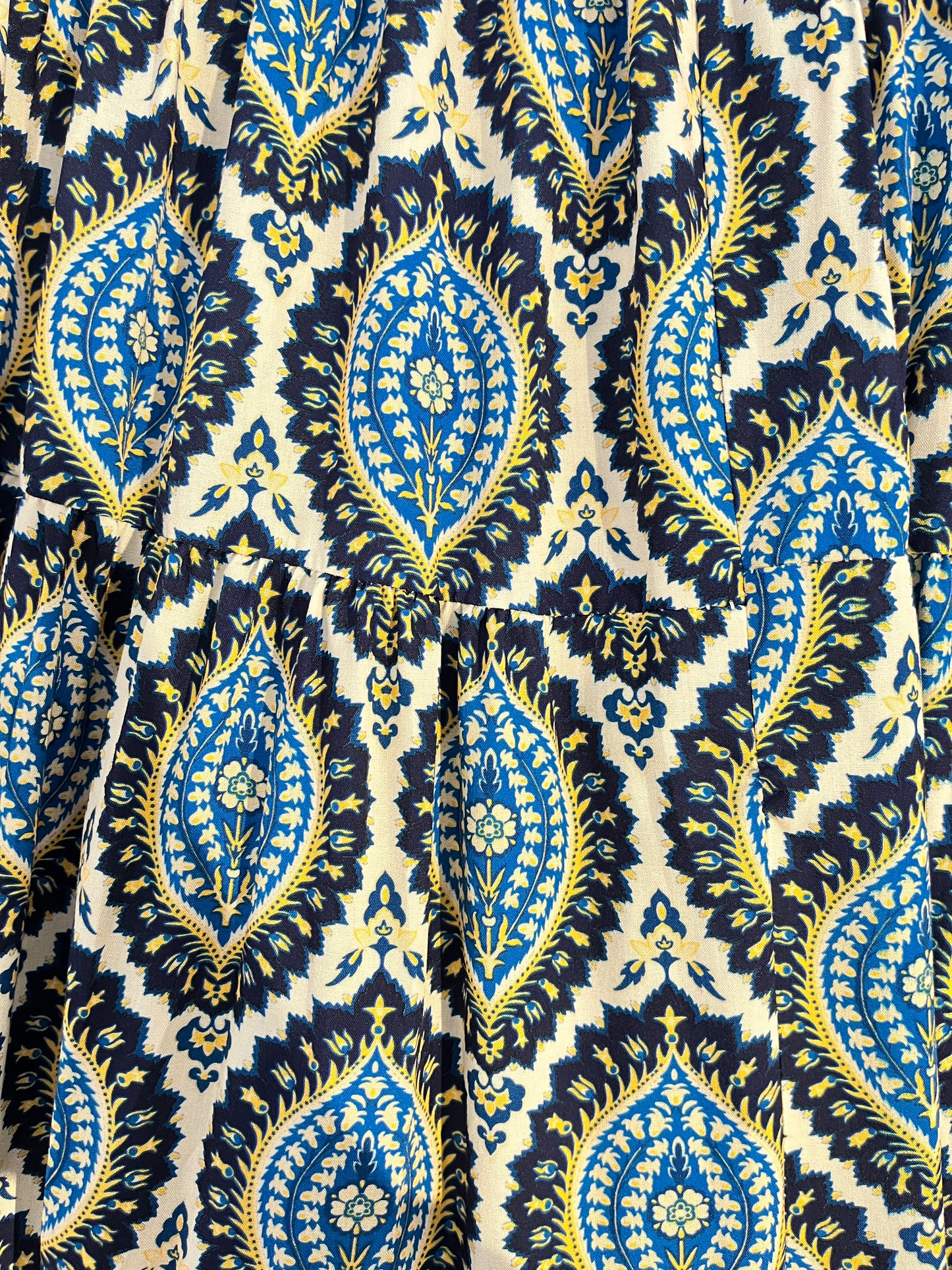 Paisley Print Shirred Waist Tiered Skirt
