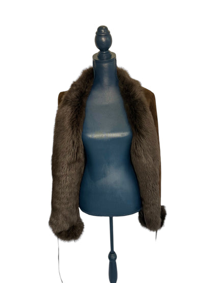 Eva Shearling Toscana Jacket with Leather Ties