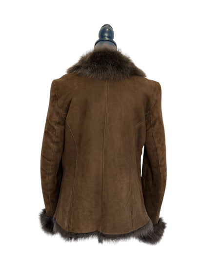 Eva Shearling Toscana Jacket with Leather Ties