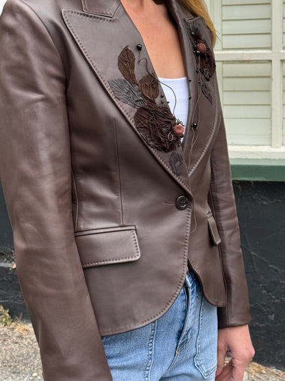 Eloise Appliqued and Hand Stitched Leather Jacket