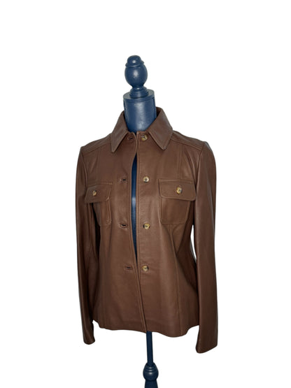 Harper Brown Shirt Leather Jacket