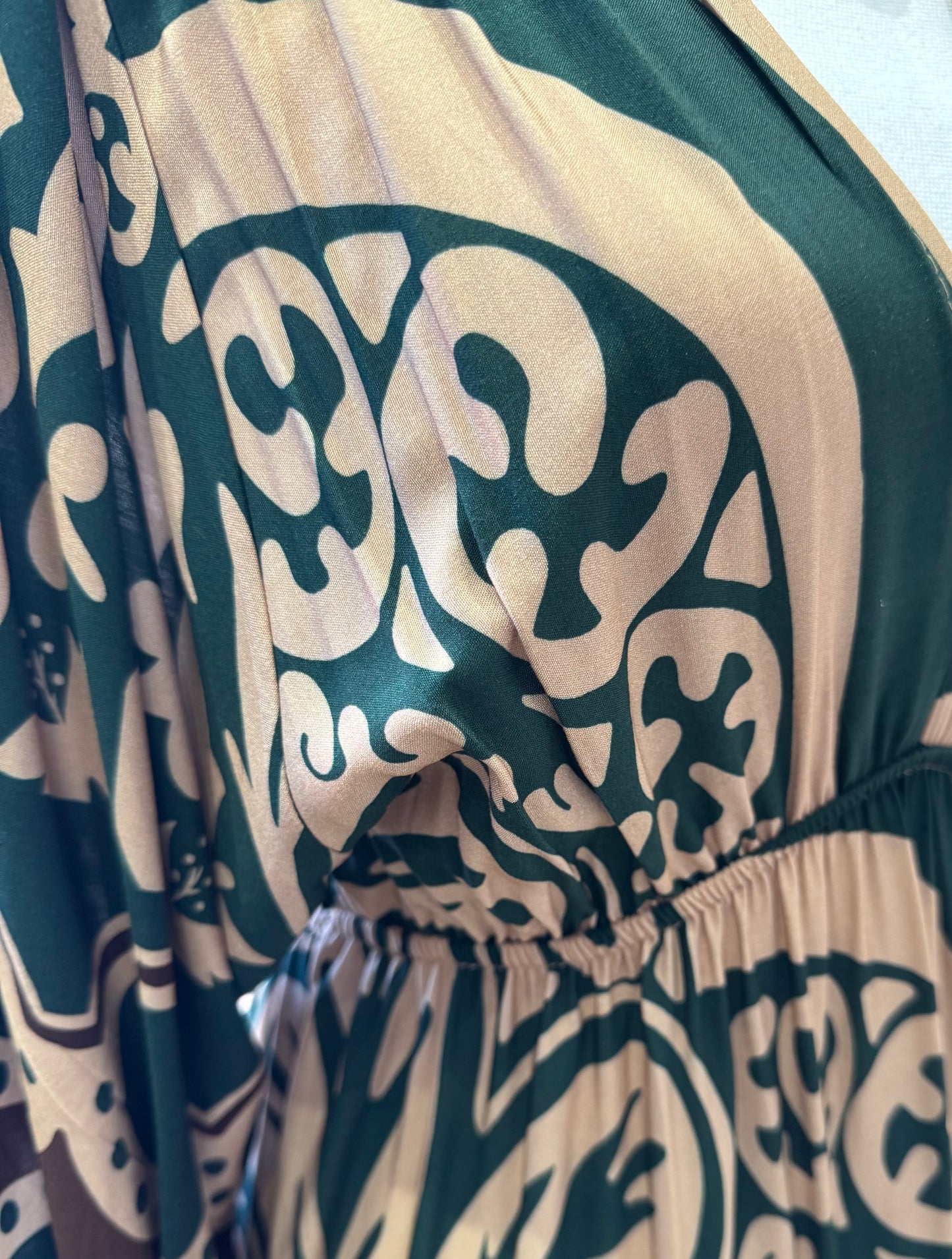 Tiered Maxi Dress for Autumn in green and brown