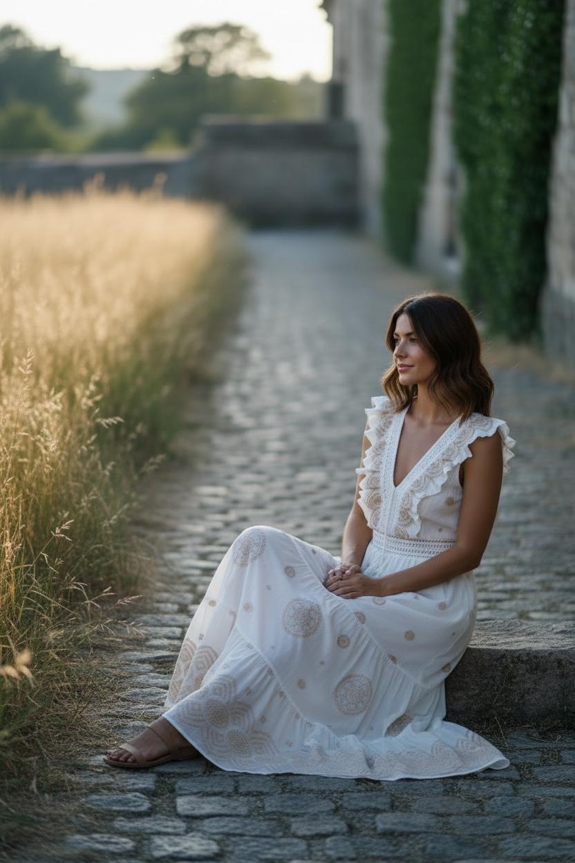 Ivory Embroidered Maxi Dress