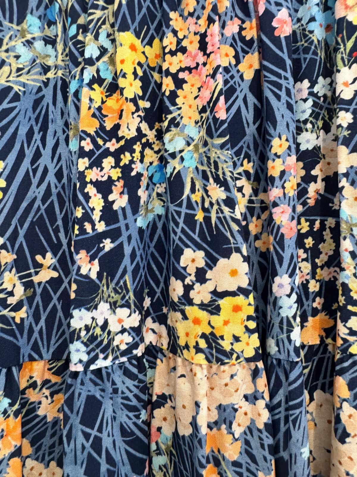 Ditsy Floral Shirred Tiered Maxi Skirt