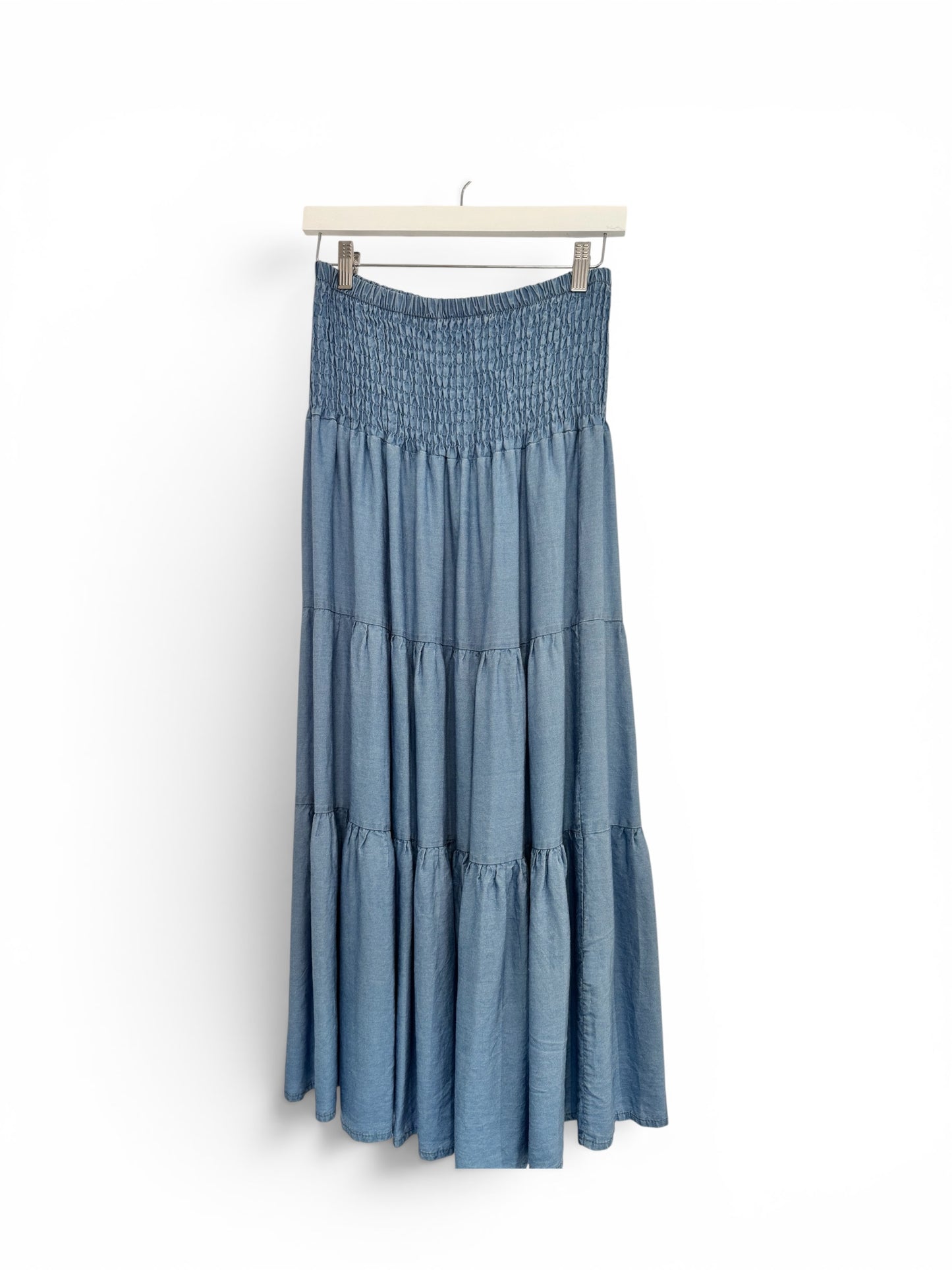 Tiered Skirt - Light Denim Look