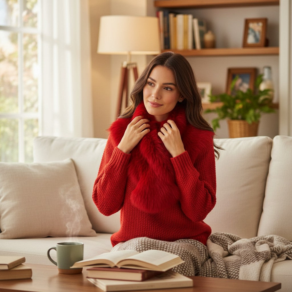 Tiffany Super Fine Lambswool Turtle Neck Jumper- Red