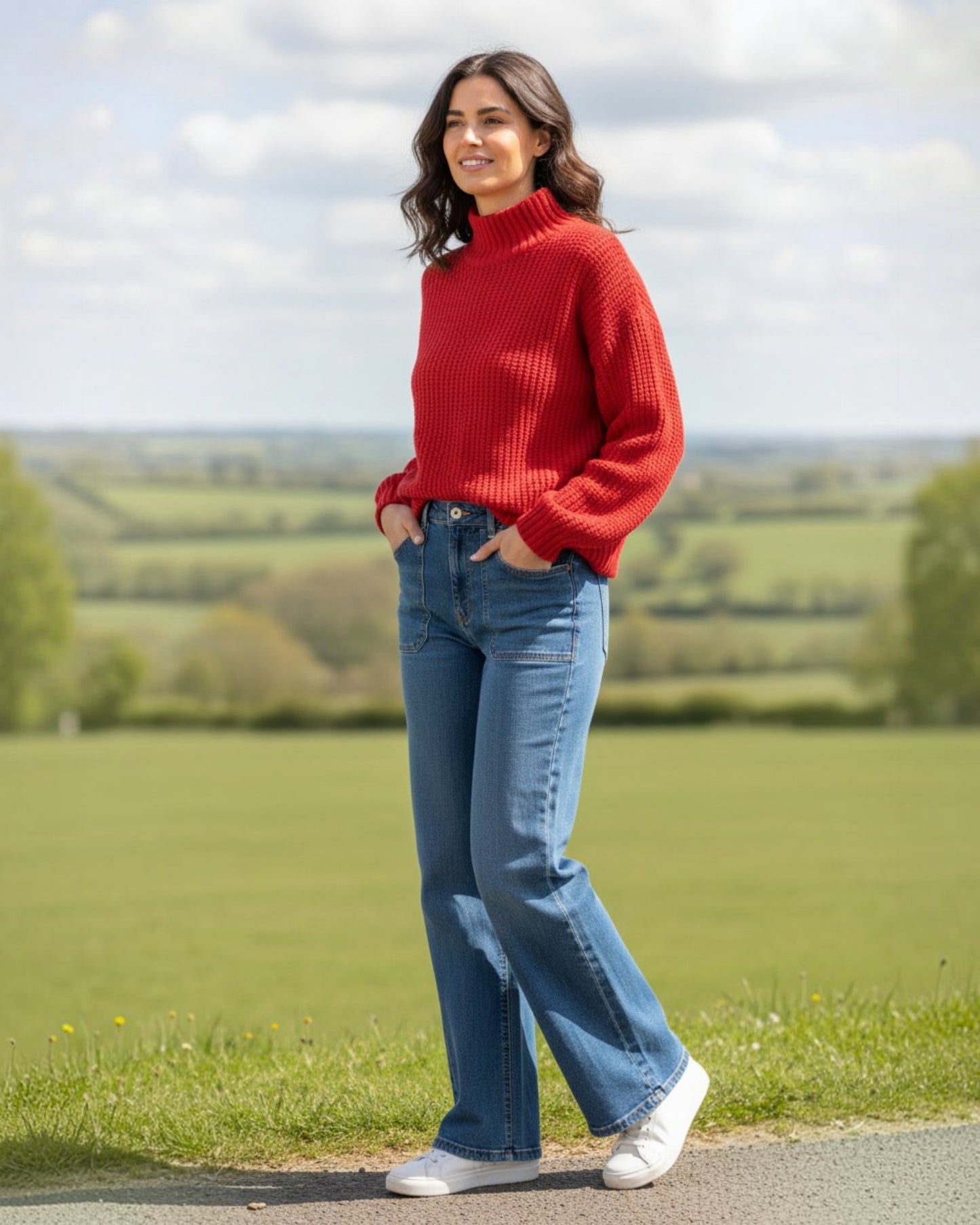 Tiffany Super Fine Lambswool Turtle Neck Jumper- Red