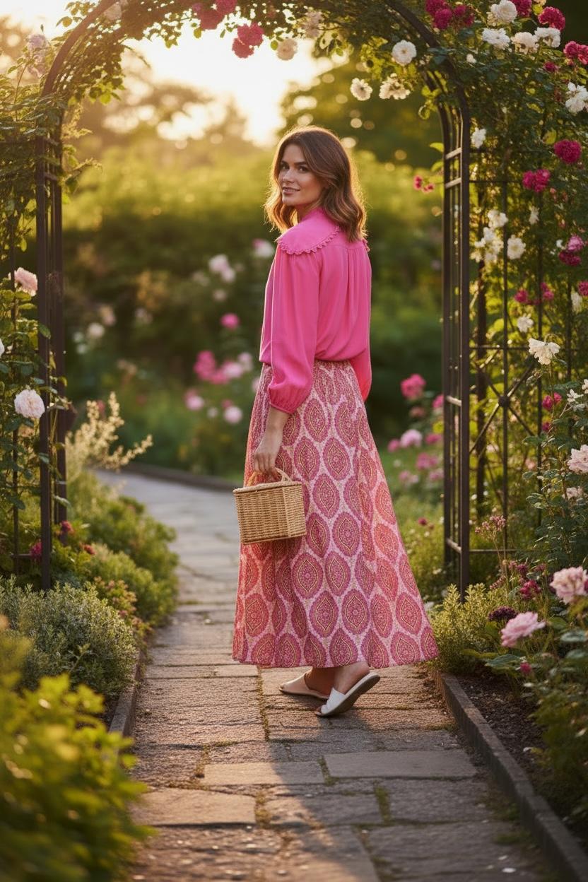 Paisley Print Shirred Waist Tiered Skirt