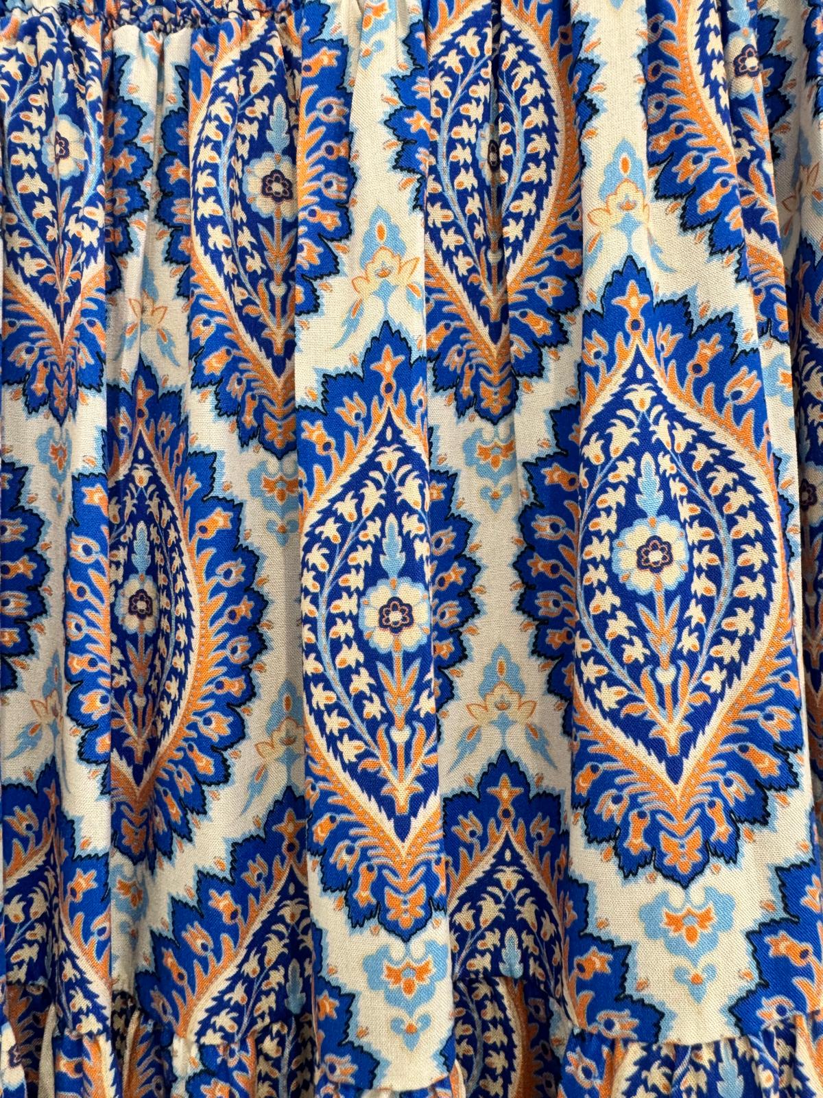 Paisley Print Shirred Waist Tiered Skirt