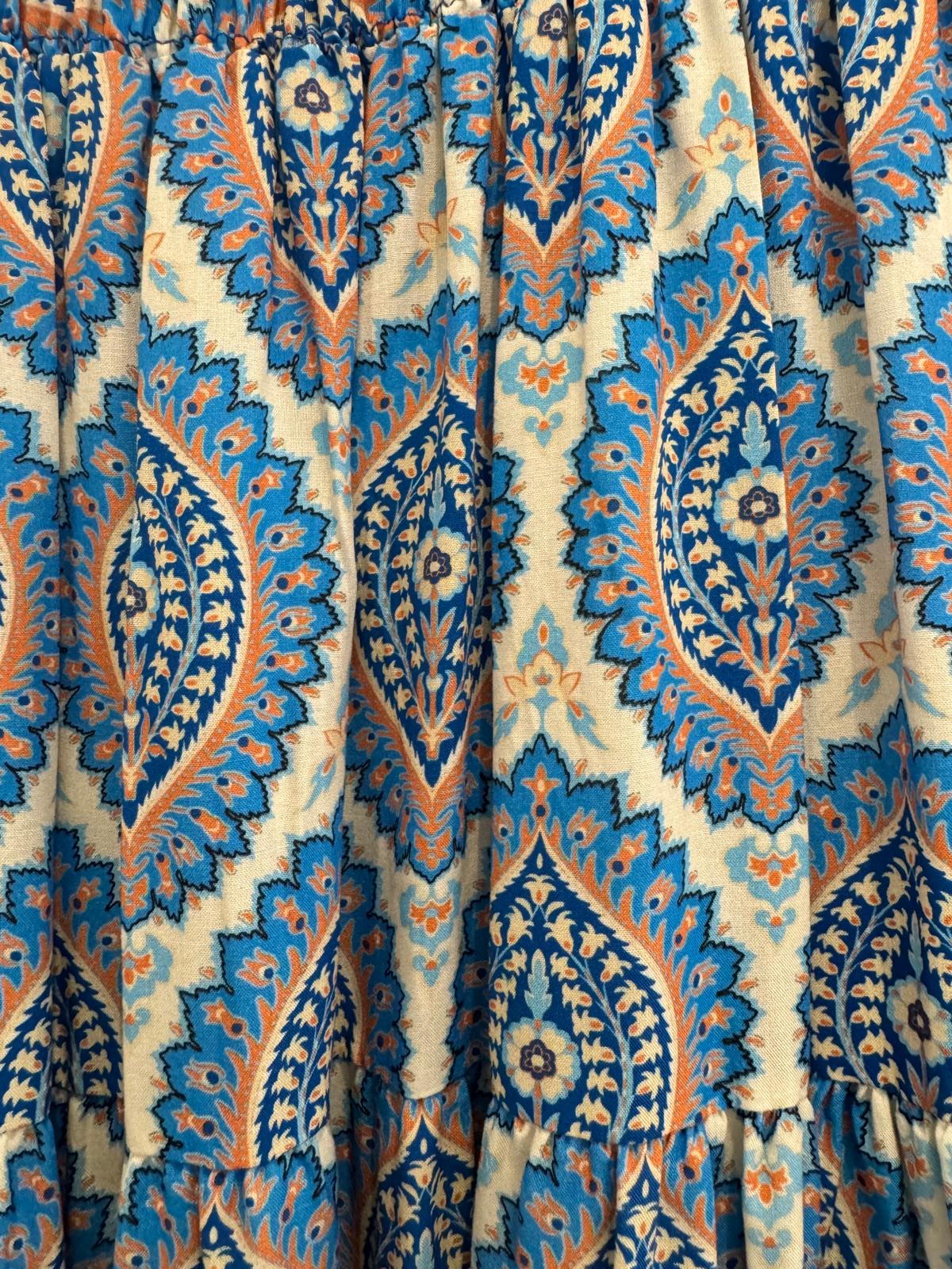 Paisley Print Shirred Waist Tiered Skirt