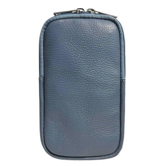 Genuine Leather Sky Blue phone bag, crafted in Italy