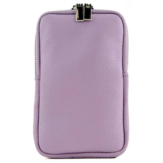 Genuine Leather Lilac phone bag, crafted in Italy