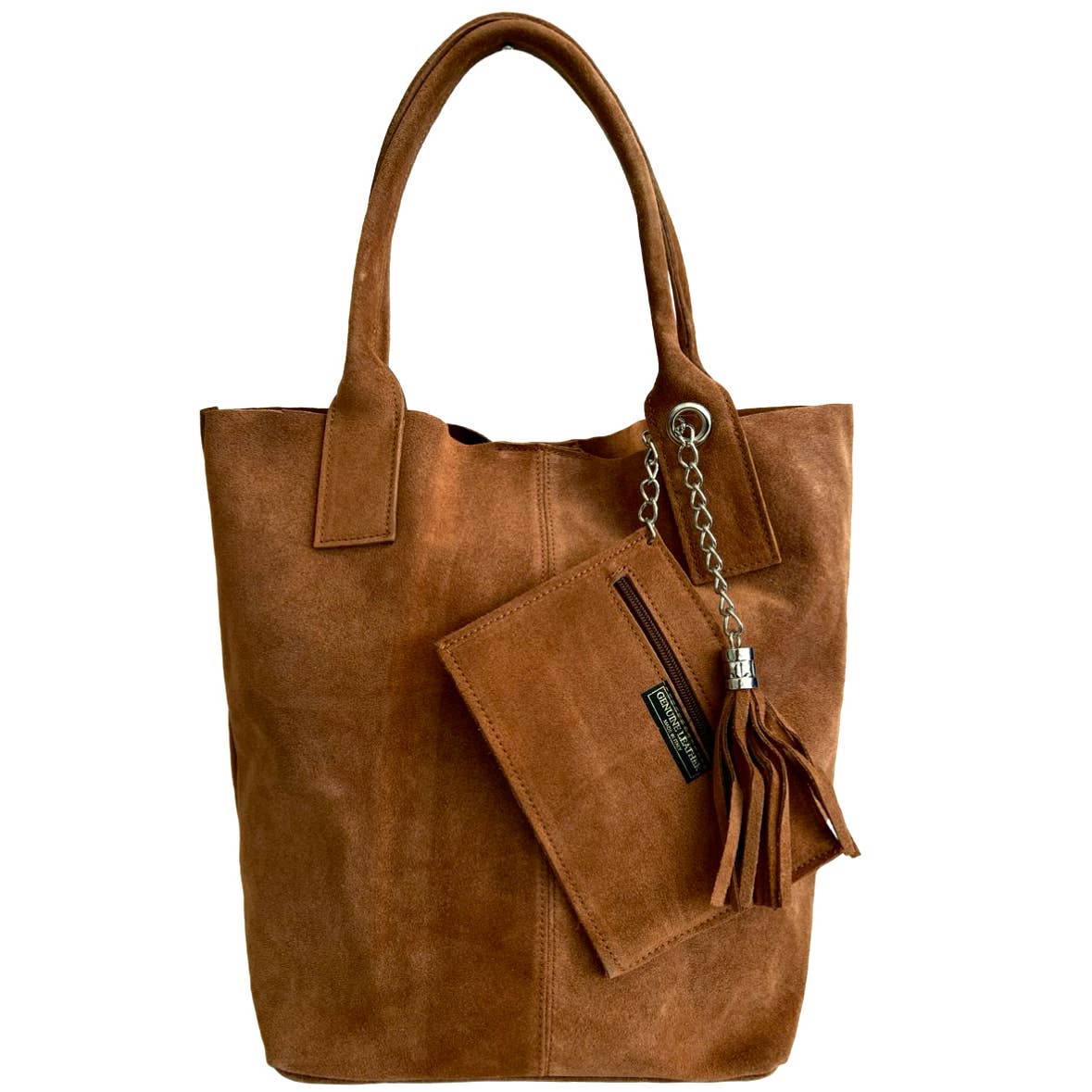 Genuine Suede Caramel shopping bag, crafted in Italy