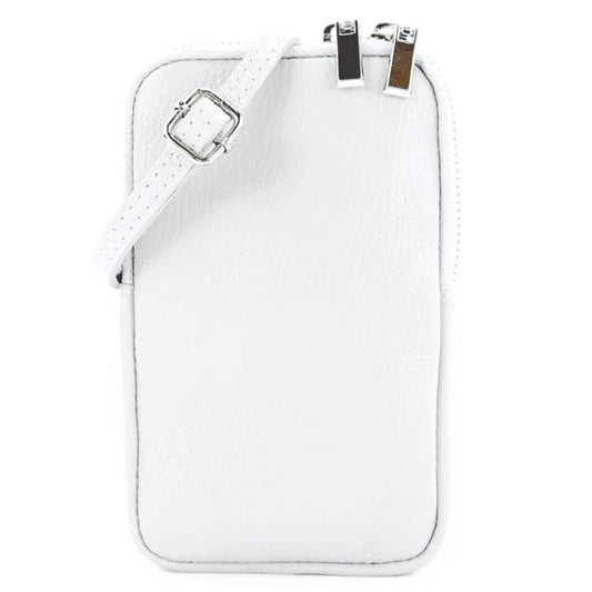 Genuine Leather White phone bag, crafted in Italy