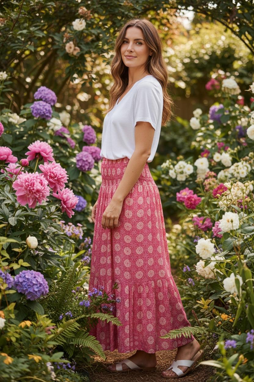 Geometric Print Tiered Maxi Skirts